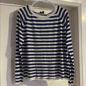 Zara Navy and White Striped Knit Top